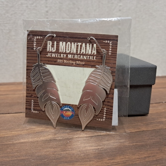 925 Sterling Silver Feather Earrings NWT - Picture 2 of 3